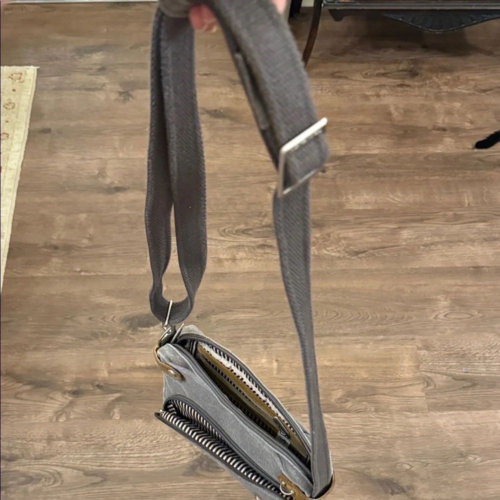 Travelon Anti theft Gray and Tan Messenger Bag